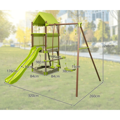 Green For Swing Set – Комплект с люлки и пързалка за игра PAT68822