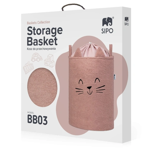 Кош за съхранение на играчки xl с връзка, розова котка PAT72929