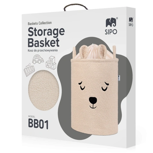 Кош за съхранение на играчки xl с връзка, бежово мече PAT72931