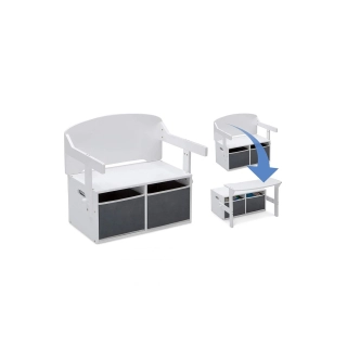 Детска дървена пейка, бюро и органайзер - 3 в 1