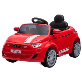 Детска червена акумулаторна кола с музика Fiat 500