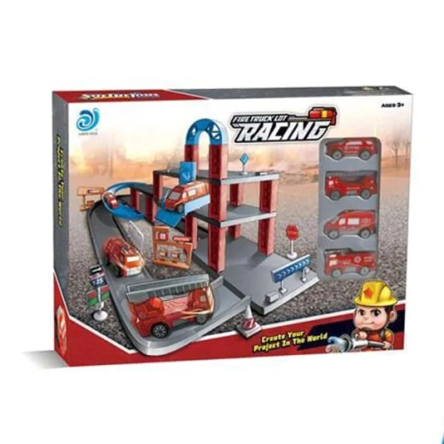 Детски паркинг гараж Fire Truck с асансьор и пожарни коли | PAT24433