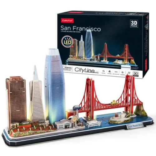 Детски 3D пъзел Cityline San Francisco 90ч. с LED светлини  - 1