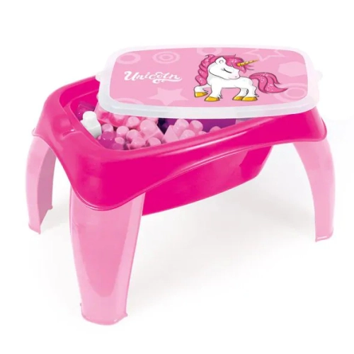 Детска розова маса с конструктор Unicorn 30ч. | PAT24526
