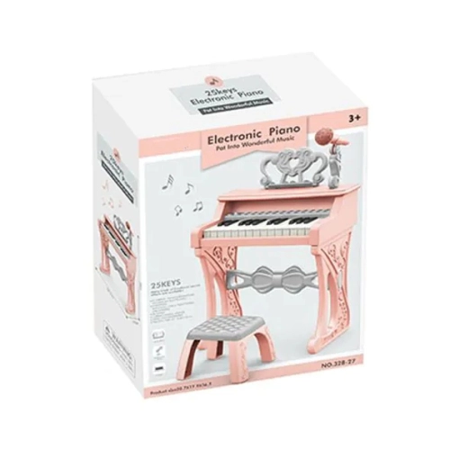 Детско розово пиано със стол и микрофон Wonderful 25 клавиша | PAT24632