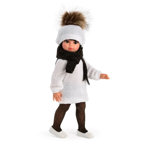 Детска кукла Сабрина, с бяла рокля и черен шал | PAT24646