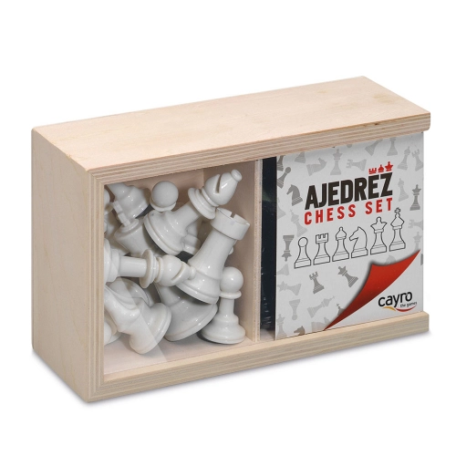 Детски бели фигури за шах, №4, в дървена кутия | PAT24648