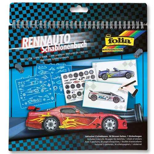 Детска книжка със стикери и шаблони, Състезателни коли | PAT24652