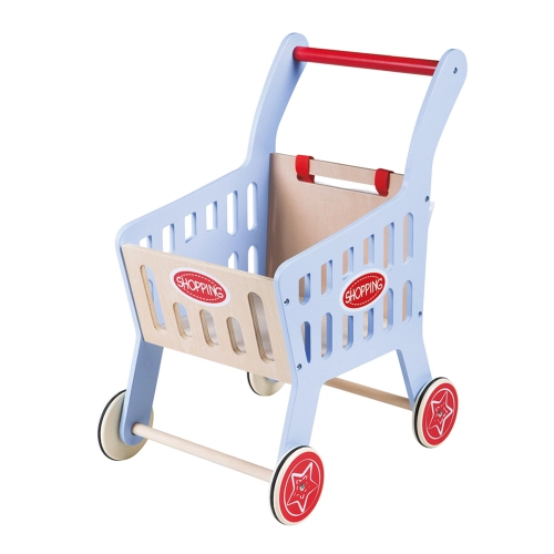 Детска синя дървена количка за пазаруване | PAT24724