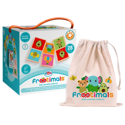 Бебешко дървено домино с торбичка от плат Frootimals | PAT26474
