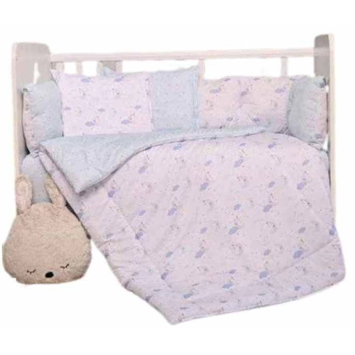 Бебешки спален комплект 60/120 Ранфорс Синьо Луни и Звезди | PAT26878