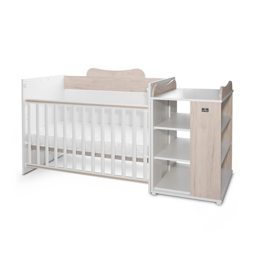 Бебешко дървено легло Multi 190/82 Цвят Бяло/Светъл Дъб | PAT26952