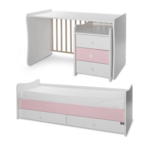Детско дървено легло Maxi Plus Бяло/ Orchid Pink | PAT26993
