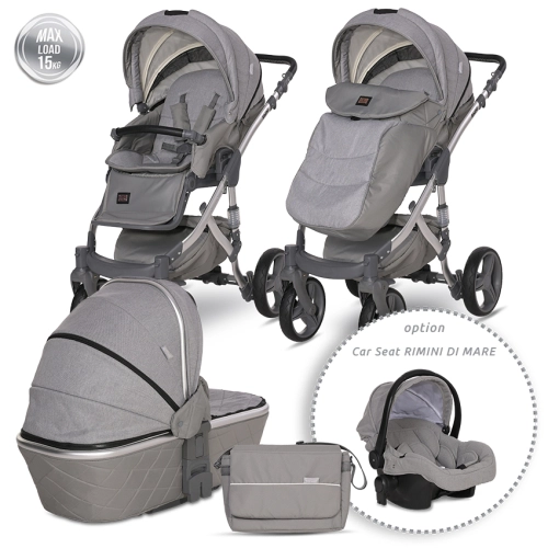 Бебешка комбинирани количка 2в1 Rimini Premium Grey | PAT27053