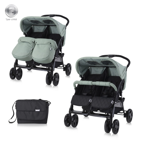 Бебешка количка за близнаци + чанта Twin Green Bay | PAT27077