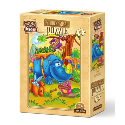 Дървен детски пъзел 16 части Art-Puzzle Работлив носорог | PAT27362