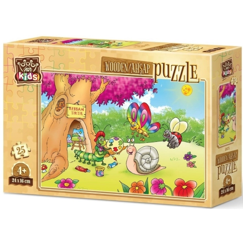 Дървен детски пъзел Art-Puzzle 25 ч Гъсеница художник | PAT27364