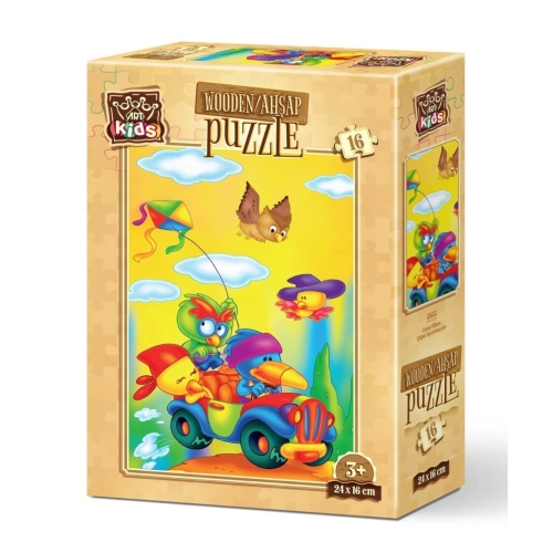 Дървен детски пъзел 16 части Art-Puzzle Луди хвърчила  - 2