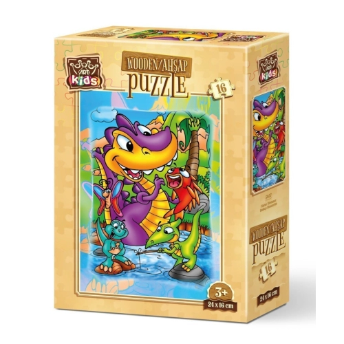  Дървен детски пъзел 16 части Art-Puzzle Dinosaurs  - 2