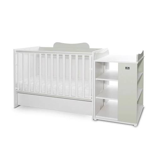 Бебешко дървено легло Multi 190/82 Цвят Бяло/Milky Green | PAT28012