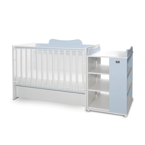 Бебешко дървено легло Multi 190/82 Цвят Бяло/Baby Blue | PAT28013