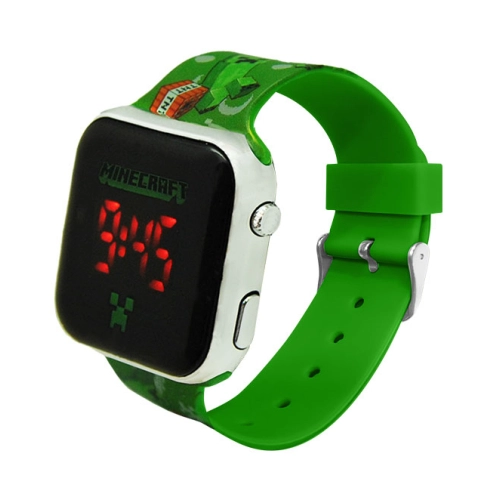 Детски LED часовник Minecraft зелен | PAT28028