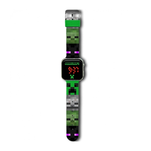 Детски LED дигитален часовник Minecraft зелен | PAT28035