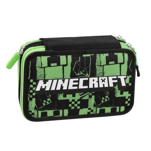 Детски пълен ученически несесер Minecraft Pixels Green  - 2