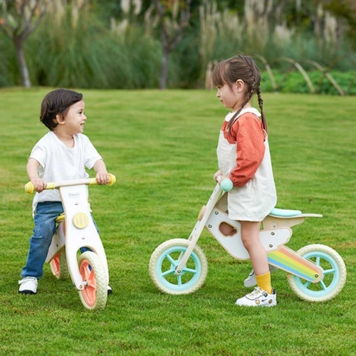 Детско дървено баланс-колело в пастелни цветове  - 5