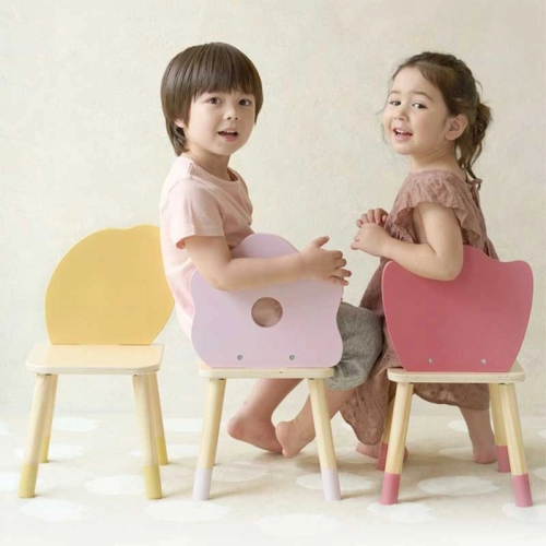 Дървено столче за деца с облегалка Цвете  - 7