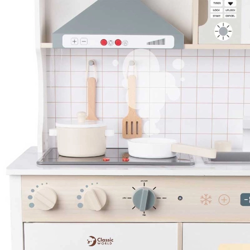 Детска модерна дървена кухня за игра в бял цвят | PAT28351
