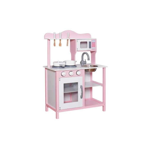 Детска розова дървена кухня за игра с аксесоари | PAT28653
