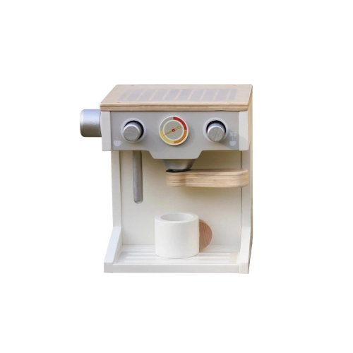Детска дървена кафемашина за Espresso с чашка бяло/сиво | PAT28655
