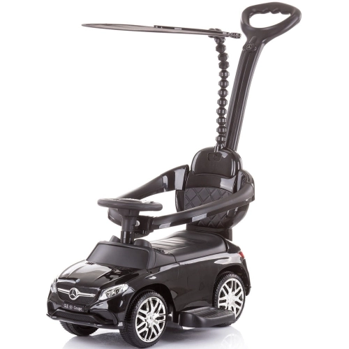 Детска черна кола за яздене с дръжка и сенник Mercedes GLE63 | PAT28711