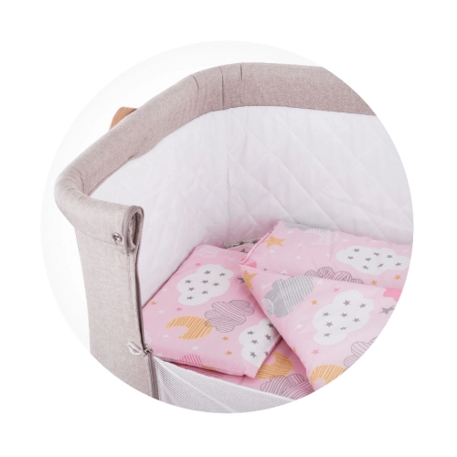 Розов спален комплект за мини бебешка кошара Небе  - 1