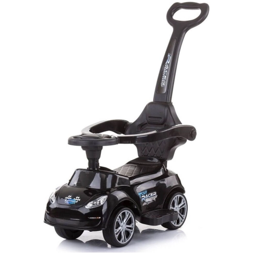 Детска черна кола за яздене с дръжка Турбо | PAT28776