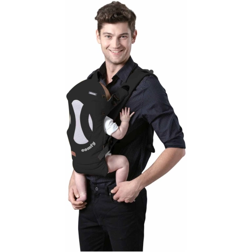 Детско кенгуру с широки и удобни колани Comfy черно/сиво | PAT28931
