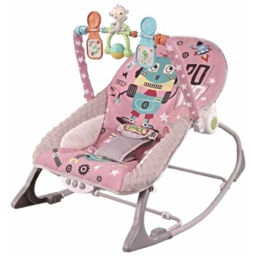 Бебешки музикален шезлонг с арка с играчки Baby Spa Розов | PAT29048