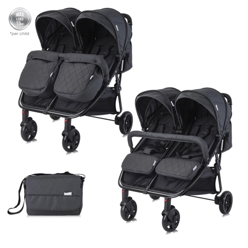 Детска количка за близнаци Duo+Чанта Black | PAT29136