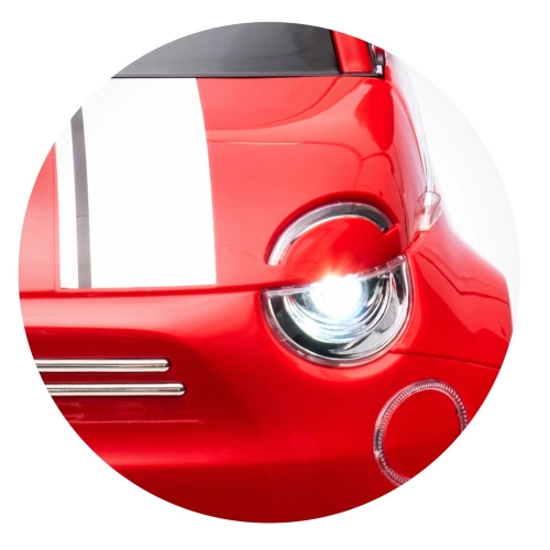 Детска червена акумулаторна кола с музика Fiat 500 | PAT29176