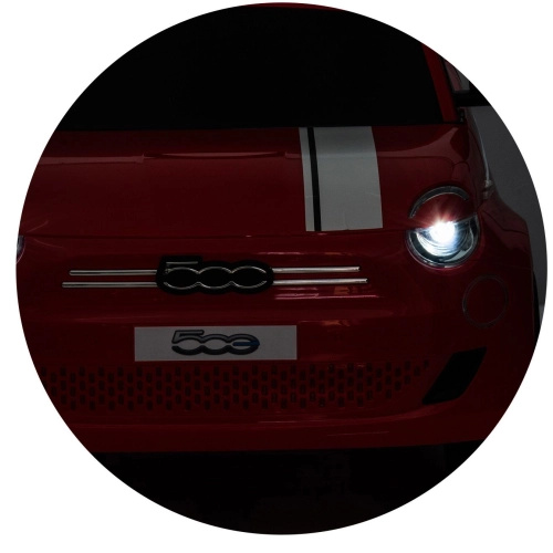 Детска червена акумулаторна кола с музика Fiat 500  - 3