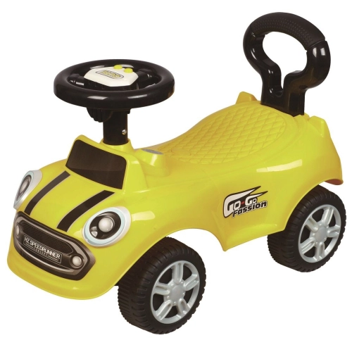 Детска жълта кола за яздене с музикални бутони Gо-Gо | PAT29194