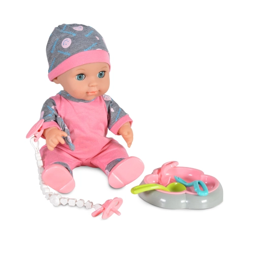 Детска пишкаща кукла със сива шапка 36 см  - 3