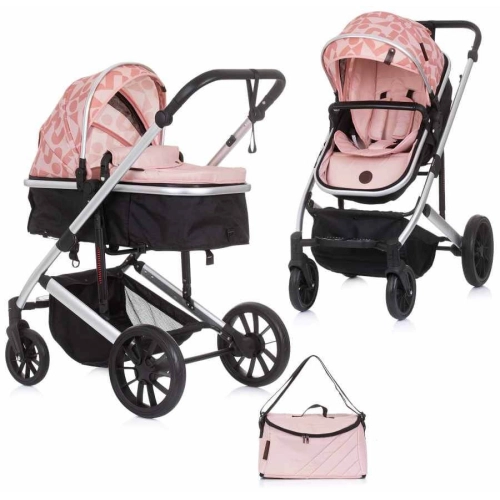 Стилна комбинирана бебешка количка 2в1 Енигма Розова вода | PAT29268