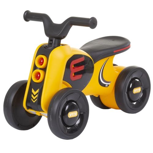 Детска жълта кола за яздене с мелодии и светлини Moto | PAT29311