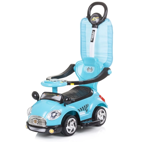 Детска синя кола за яздене с дръжка и сенник Super Car | PAT29313