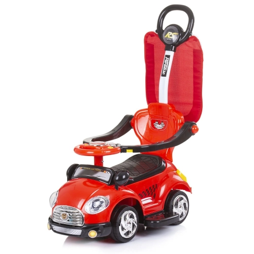 Детска червена кола за яздене с дръжка и сенник Super Car  - 2