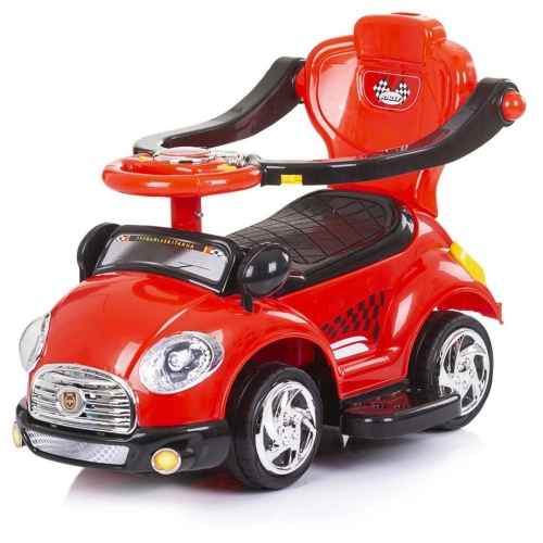 Детска червена кола за яздене с дръжка и сенник Super Car  - 3