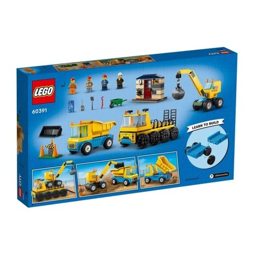 Детски комплект Строителни камиони и кран с разбиващ  - 2