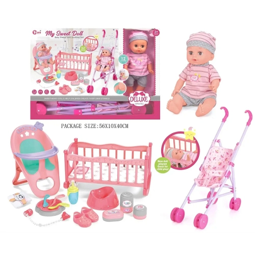 Кукла бебе момиче с множество аксесоари и количка | PAT29976